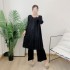 Pleated long tunic and pants set