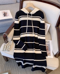 LM+ Stripe hoodie dress