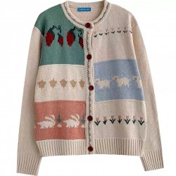 Motif button knit cardigan