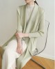 Pleated long waterfall cardigan