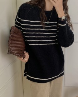 Stripe knit pullover