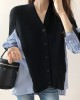 Combination stripe knit cardigan