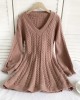 V-neck cable knit tunic