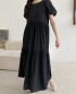 Puff sleeve pleat dress