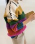 Rainbow stripe knit pullover