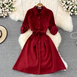 Corduroy combination tunic dress