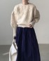 Flower embroidery knit pullover