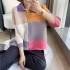 Pleated colorblock blouse