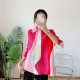 Pleated  colorblock button blouse