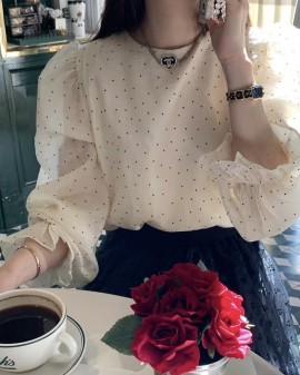 Two-way polka dot blouse