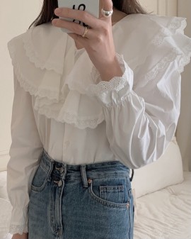 Oversized lace collar blouse