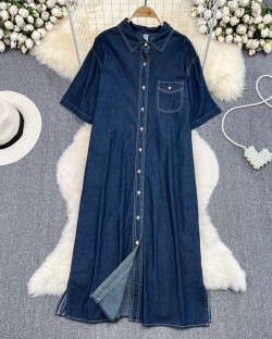 Denim button dress