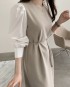 Combination contrast dress