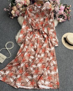 Floral motif button dress