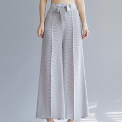 Palazzo pleated pants with sash