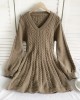 V-neck cable knit tunic