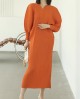 Pleated puff sleeve dress