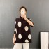 Pleated polka dot blouse