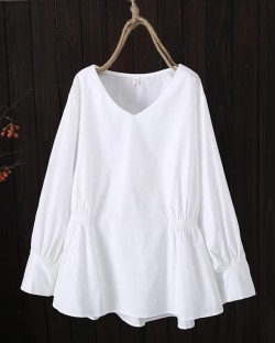 LM+ V-neck blouse