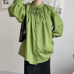 Oversized ruffle neckline blouse