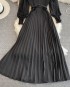 Pleated Dress with Sheer Sleeves