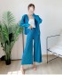 Pleated Candy color blouse and pants set