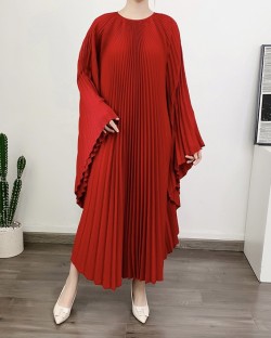 Pleated flare batwing dress