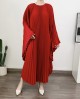 Pleated flare batwing dress