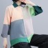 [PREMIUM] Colorblock Pleated Collar Blouse