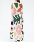 Pleated long flower motif dress