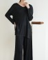 Pleated v-neck blouse and pants set