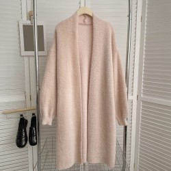 Fuzzy long knit cardigan