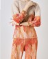 Pleated motif blouse and pants set