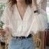 Lace trim neckline blouse