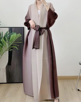 Pleated long ombre cardigan