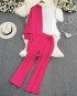 Long colorblock  blouse and pants set