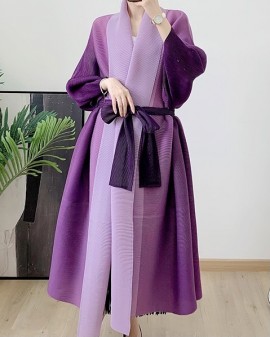 Pleated long ombre cardigan