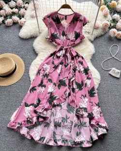 Floral asymmetrical dress