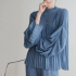 Pleated ruched sleeve blouse