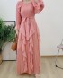 Pleated long ruffle dress