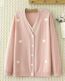 LM+ Heart knit button cardigan