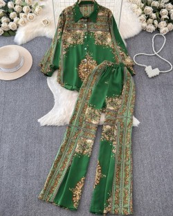 Baroque reflection blouse and pants set