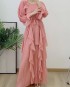 Pleated long ruffle dress