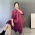 Pleated mockneck ombre dress