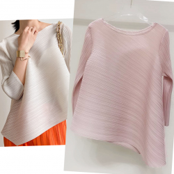 Pleated asymmetrical blouse