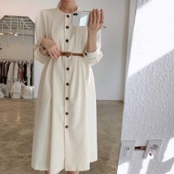 Button dress with belt