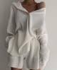 Slouchy hooded ribbed pullover