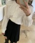 Lace collar button blouse