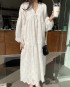 Long v-neck eyelet dress