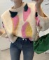 Motif fuzzy knit pullover